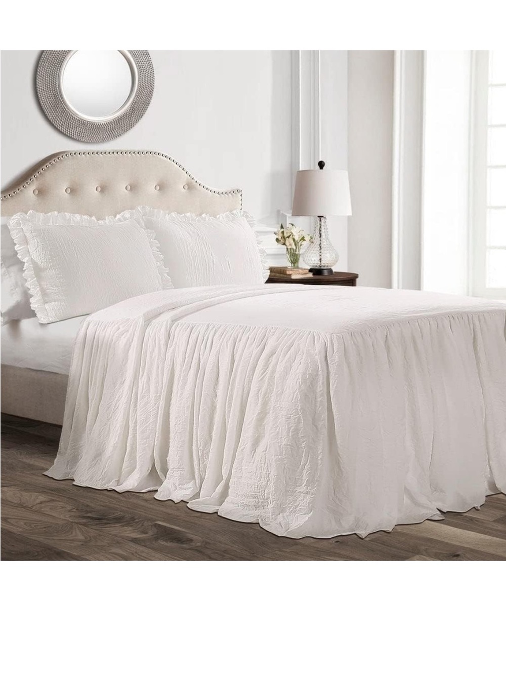 Lush Decor Ruffle Skirt Bedspread Set - 3-Piece Luxurious Farmhouse Bedding
